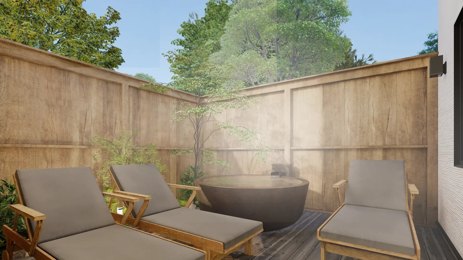 露天風呂と外気浴スペース